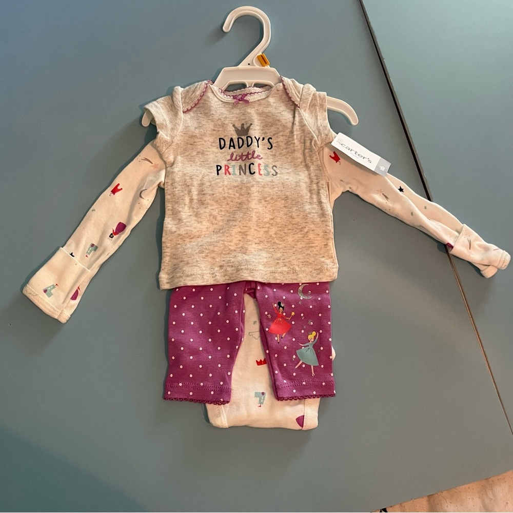 NWT Carter’s Newborn Baby Daddy’s Little Princess Set Long Short Sleeve Pant